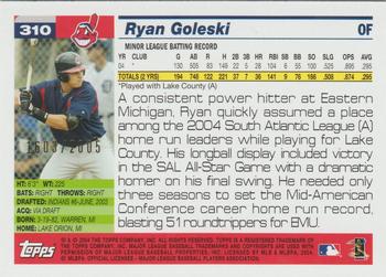 2005 Topps - Gold #310 Ryan Goleski Back
