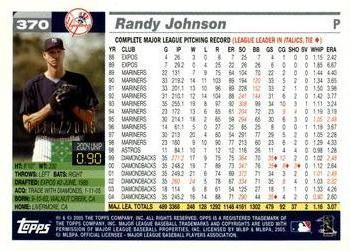 2005 Topps - Gold #370 Randy Johnson Back
