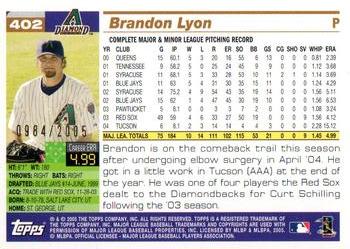 2005 Topps - Gold #402 Brandon Lyon Back