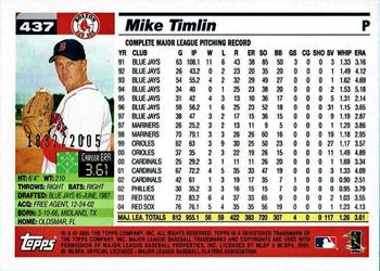 2005 Topps - Gold #437 Mike Timlin Back