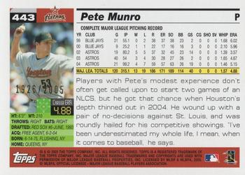 2005 Topps - Gold #443 Pete Munro Back