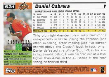 2005 Topps - Gold #531 Daniel Cabrera Back