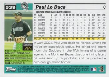 2005 Topps - Gold #539 Paul Lo Duca Back