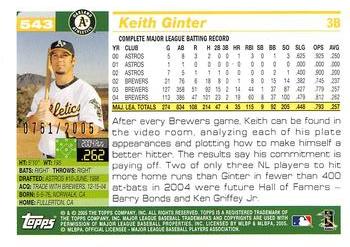2005 Topps - Gold #543 Keith Ginter Back