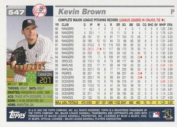 2005 Topps - Gold #547 Kevin Brown Back