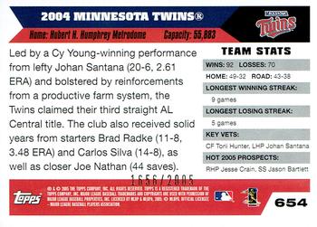 2005 Topps - Gold #654 Minnesota Twins Back