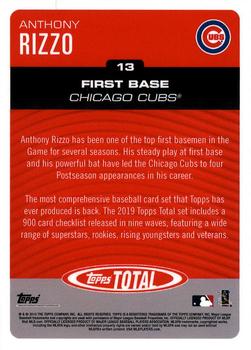 2019 Topps Total #13 Anthony Rizzo Back