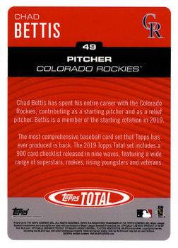 2019 Topps Total #49 Chad Bettis Back