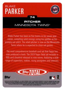 2019 Topps Total #74 Blake Parker Back