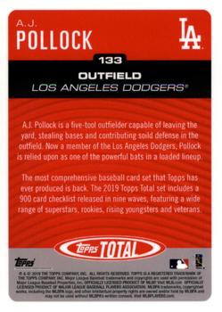 2019 Topps Total #133 A.J. Pollock Back