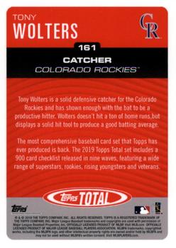 2019 Topps Total #161 Tony Wolters Back