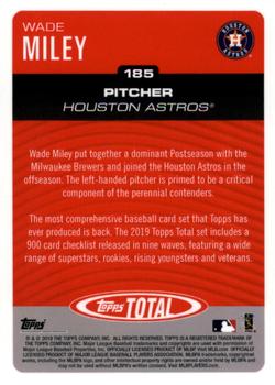 2019 Topps Total #185 Wade Miley Back