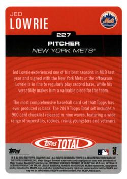 2019 Topps Total #227 Jed Lowrie Back