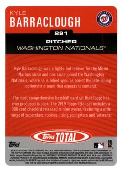2019 Topps Total #291 Kyle Barraclough Back