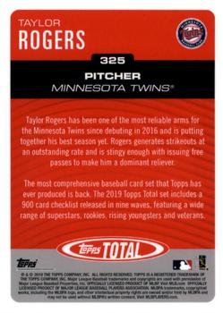 2019 Topps Total #325 Taylor Rogers Back