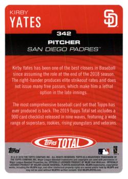 2019 Topps Total #342 Kirby Yates Back