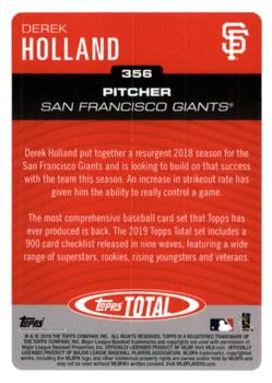 2019 Topps Total #356 Derek Holland Back