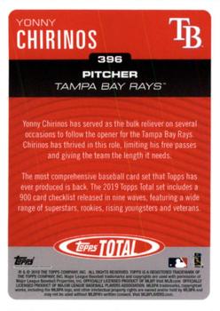 2019 Topps Total #396 Yonny Chirinos Back