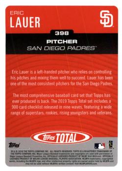 2019 Topps Total #398 Eric Lauer Back