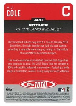2019 Topps Total #428 A.J. Cole Back