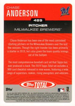2019 Topps Total #489 Chase Anderson Back