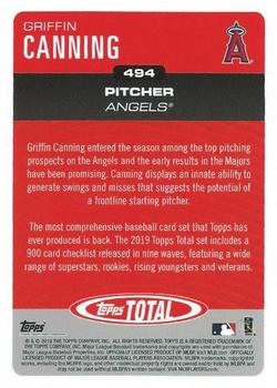 2019 Topps Total #494 Griffin Canning Back