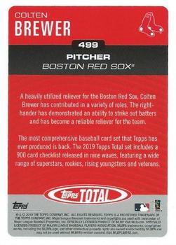 2019 Topps Total #499 Colten Brewer Back