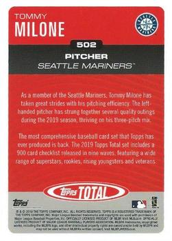 2019 Topps Total #502 Tommy Milone Back