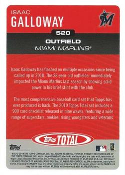 2019 Topps Total #520 Isaac Galloway Back