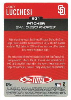 2019 Topps Total #531 Joey Lucchesi Back