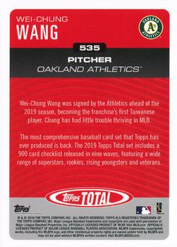 2019 Topps Total #535 Wei-Chung Wang Back