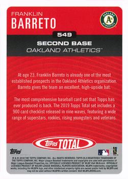2019 Topps Total #549 Franklin Barreto Back