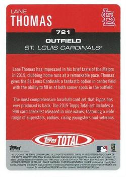 2019 Topps Total #721 Lane Thomas Back