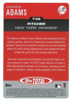 2019 Topps Total #736 Chance Adams Back