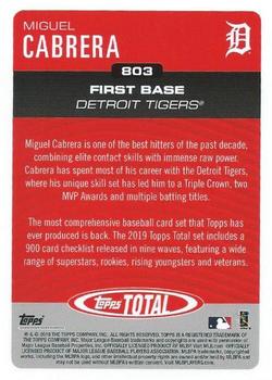 2019 Topps Total #803 Miguel Cabrera Back