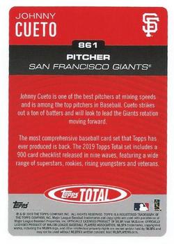 2019 Topps Total #861 Johnny Cueto Back