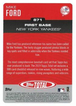 2019 Topps Total #871 Mike Ford Back