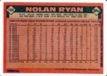 1993 R&N China Topps Nolan Ryan #100 Nolan Ryan Back