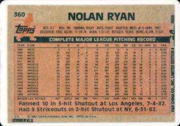 1993 R&N China Topps Nolan Ryan #360 Nolan Ryan Back