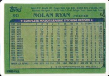 1993 R&N China Topps Nolan Ryan #90 Nolan Ryan Back