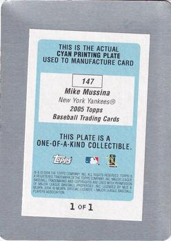 2005 Topps - Printing Plates Cyan #147 Mike Mussina Back