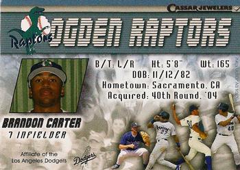 2004 Cassar Jewelers Ogden Raptors #NNO Brandon Carter Back