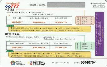 2000 Teleca '99 Korea Japan Super Game Phone Cards #NNO Pil-Jung Jin Back