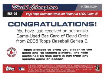 2005 Topps - World Champions Red Sox Relics #RSR-DO David Ortiz Back