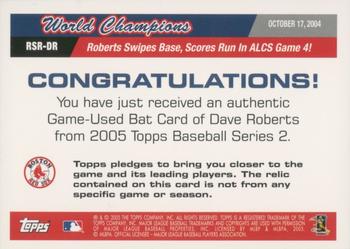 2005 Topps - World Champions Red Sox Relics #RSR-DR Dave Roberts Back