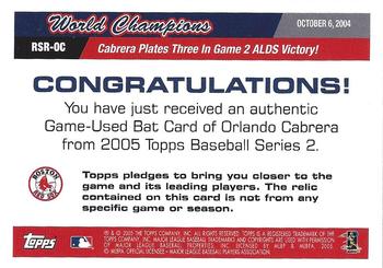 2005 Topps - World Champions Red Sox Relics #RSR-OC Orlando Cabrera Back
