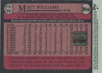 2005 Topps All-Time Fan Favorites - Autographs #FFA-MW Matt Williams Back