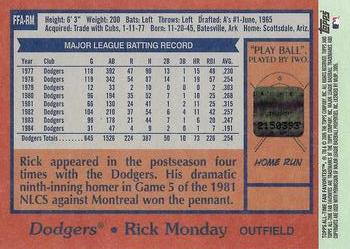 2005 Topps All-Time Fan Favorites - Autographs #FFA-RM Rick Monday Back