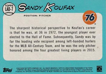 2018 Topps Los Angeles Dodgers 60th Anniversary #LAD-7 Sandy Koufax Back