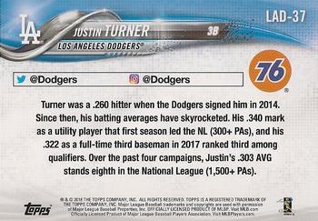 2018 Topps Los Angeles Dodgers 60th Anniversary #LAD-37 Justin Turner Back